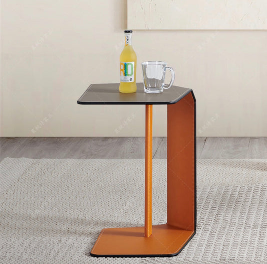 Leather side table
