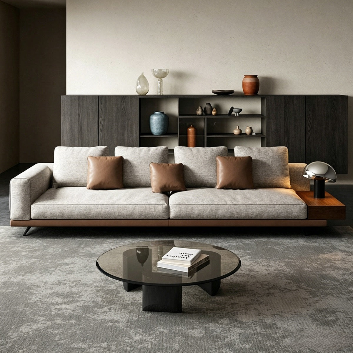Stone wood luxe sofa